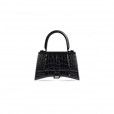 BALENCIAGA WOMEN'S HOURGLASS HANDBAG XS IN BLACK 5928331LR671000 (18.8*13*7.9cm)